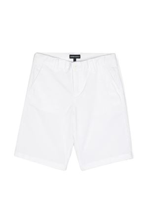 Bermuda in cotone elasticizzato bianco EMPORIO ARMANI KIDS | 8N4S604N6YZ0100